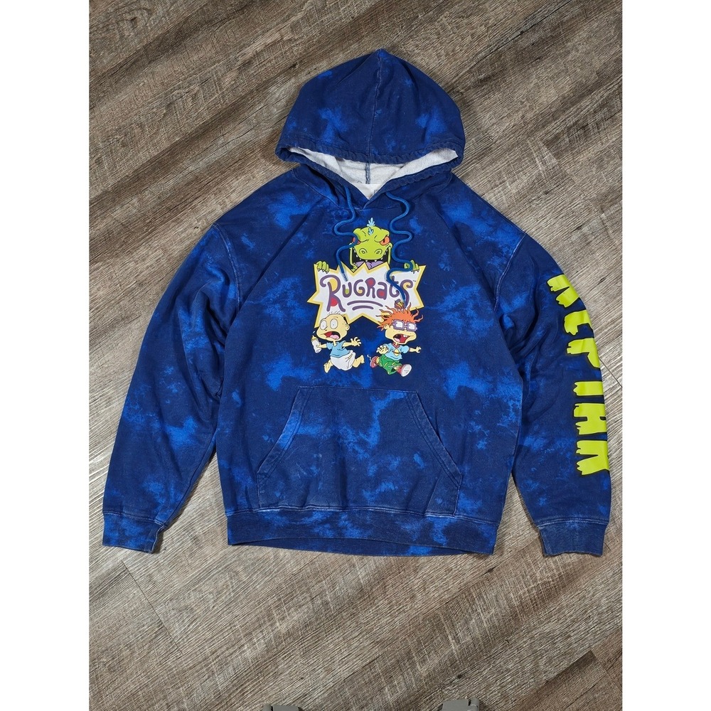 Nickelodeon Rugrats Reptar Tie Dye Hoodie Mens Medium‎ Blue Graphic Sweatshirt